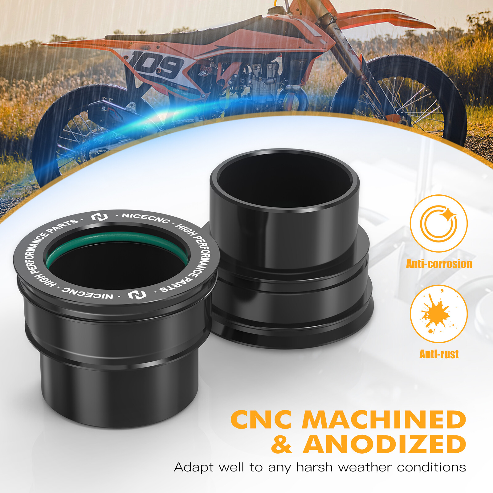 CNC Front Rear Wheel Spacers For Husqvarna 250 300 350 450 501 TE FE 2014-2015