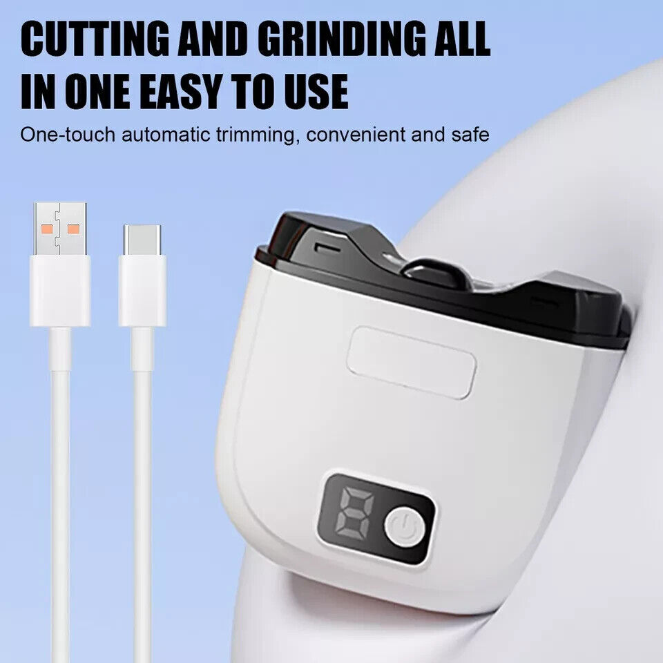 Safety Electric Automatic Nail Clippers Toe Thick Nails Cutter Pedicure White