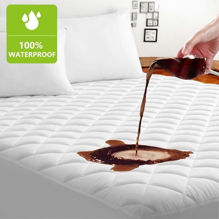 100% Waterproof Mattress Protector Quilted Mattress Pad Cover Breathable Fitted