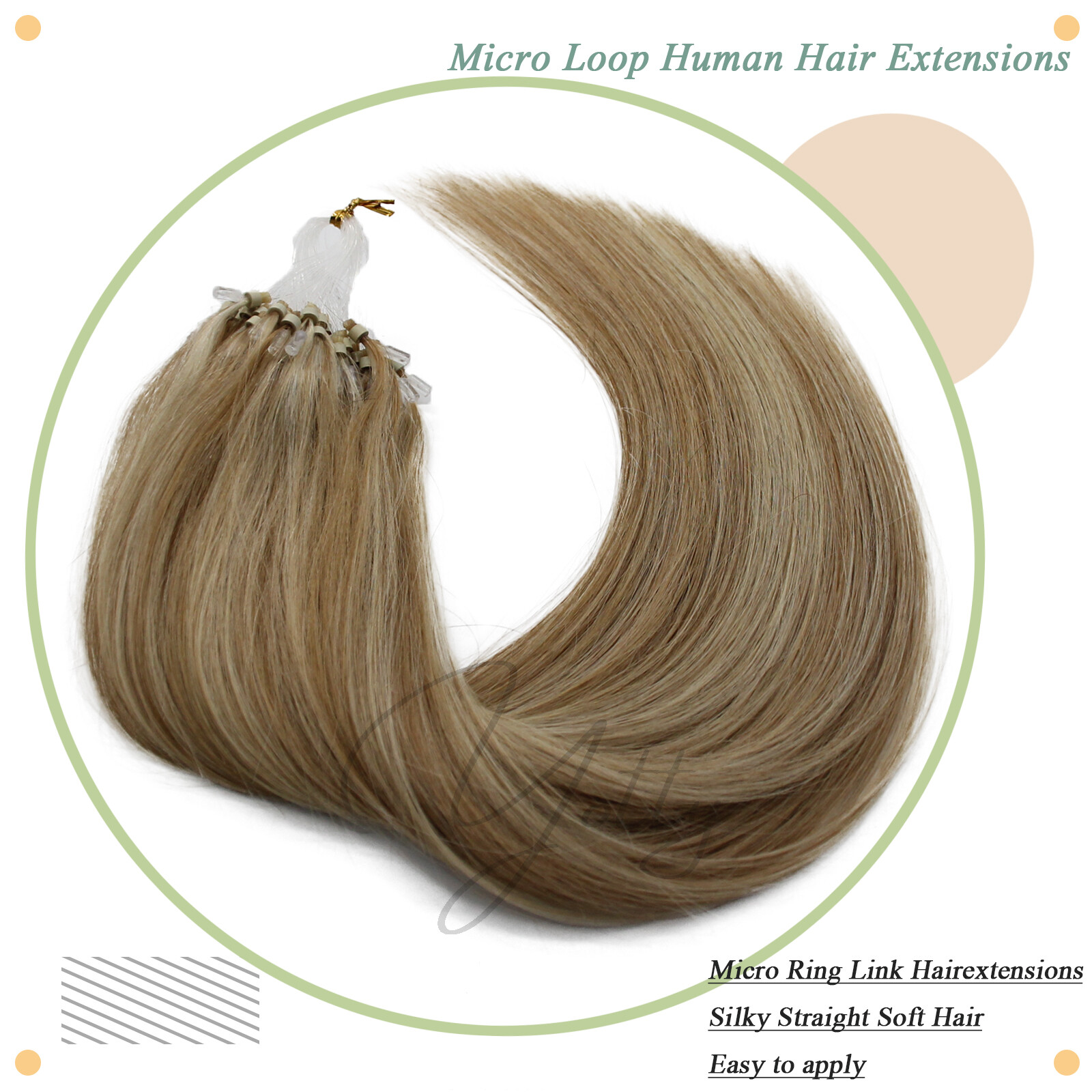 Micro Ring Loop Tip Remy Human Hair Extensions Straight Micro Beads Link Hair US