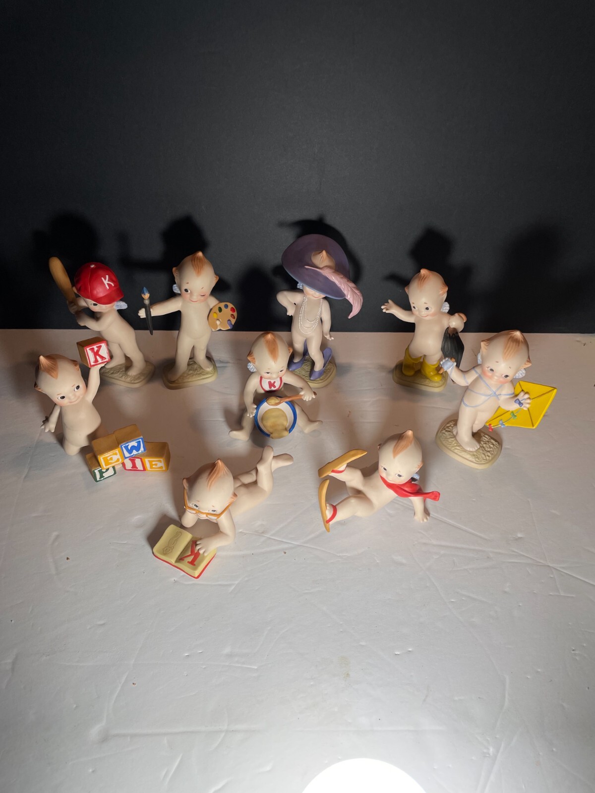 KEWPIE Baby Cupid Bisque Porcelain Figurine - 9 Figurines by Jesco, 1990 pre-own