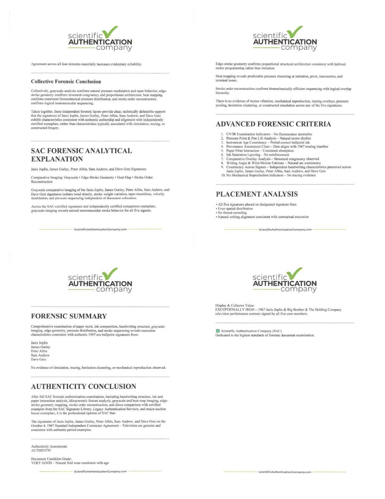 Janis Joplin Signed Contract Andrew Gurley Getz Albin - Big Brother & Holding Co