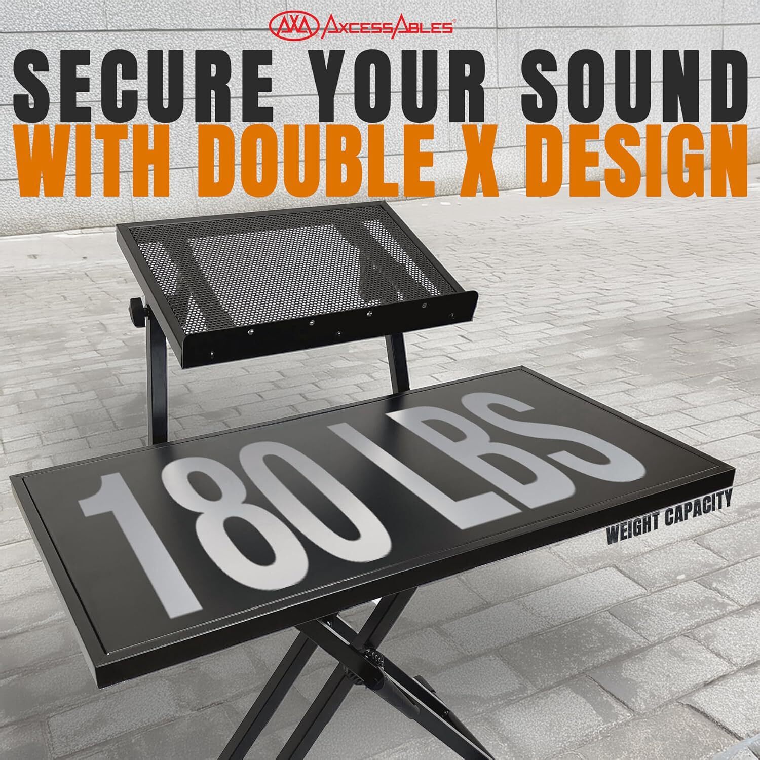 AxcessAbles Portable Two-Tier DJ Table Workstation Double-x Piano Keyboard Stand