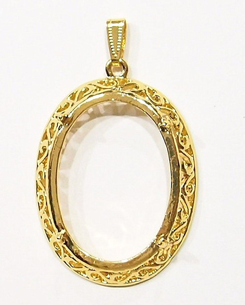 4 of 40x30mm Shiny Gold Victorian Deco Thick Scroll Gorgeous Pendant Setting