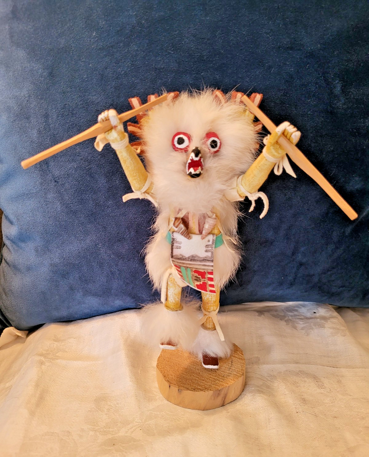 Native American White Owl Kachina Katsina doll figure signed Largo