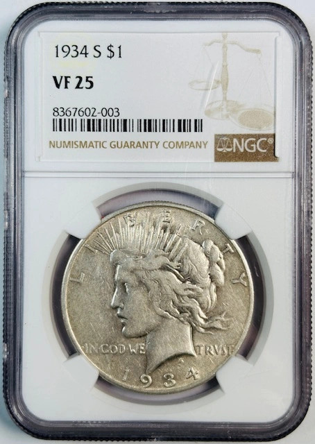 1934 S Peace Dollar NGC VF-25