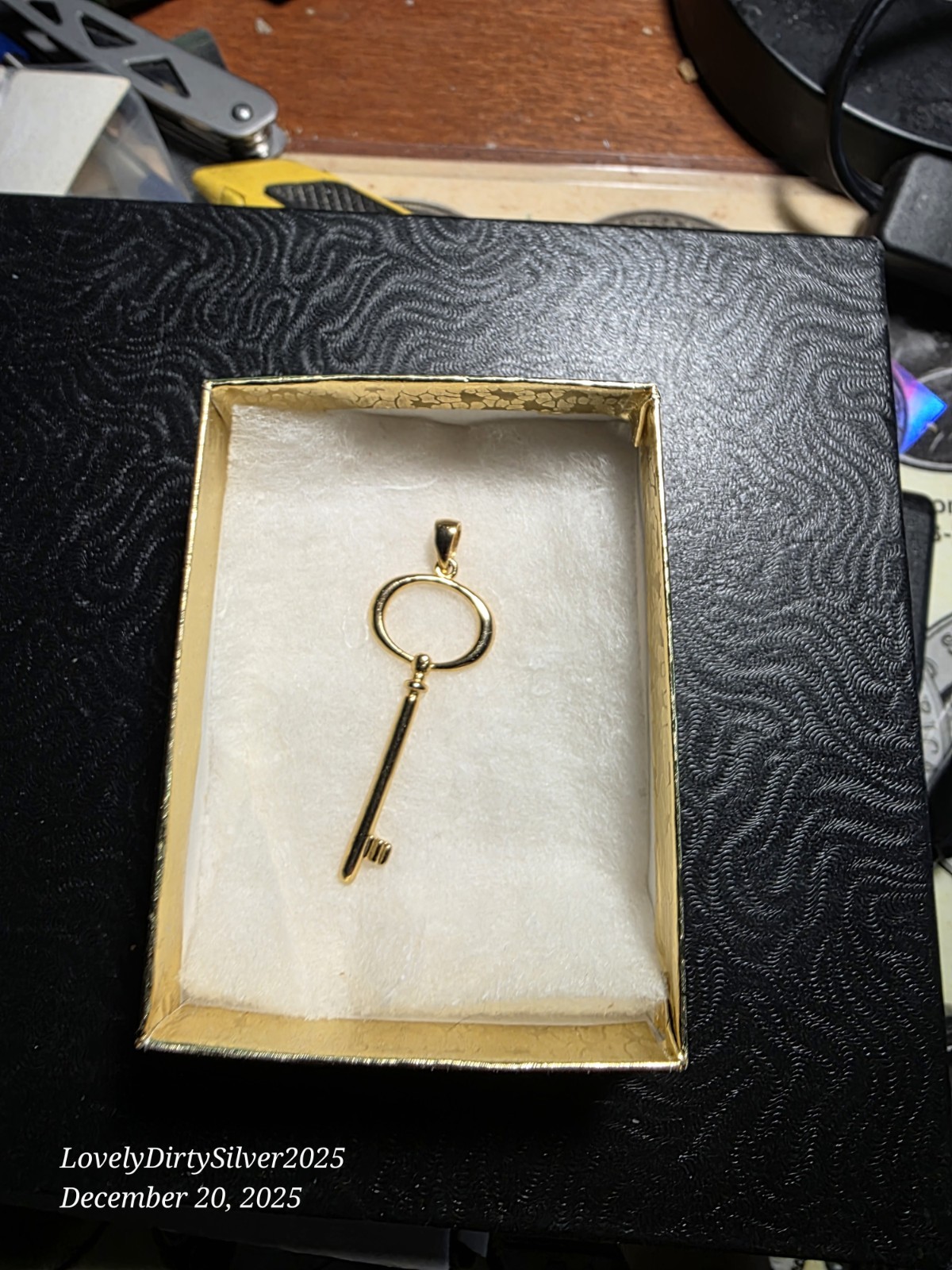 Gold Handcuff Key Antique Plated on 925 Silver ~ Pendant ~ Great PD Gift