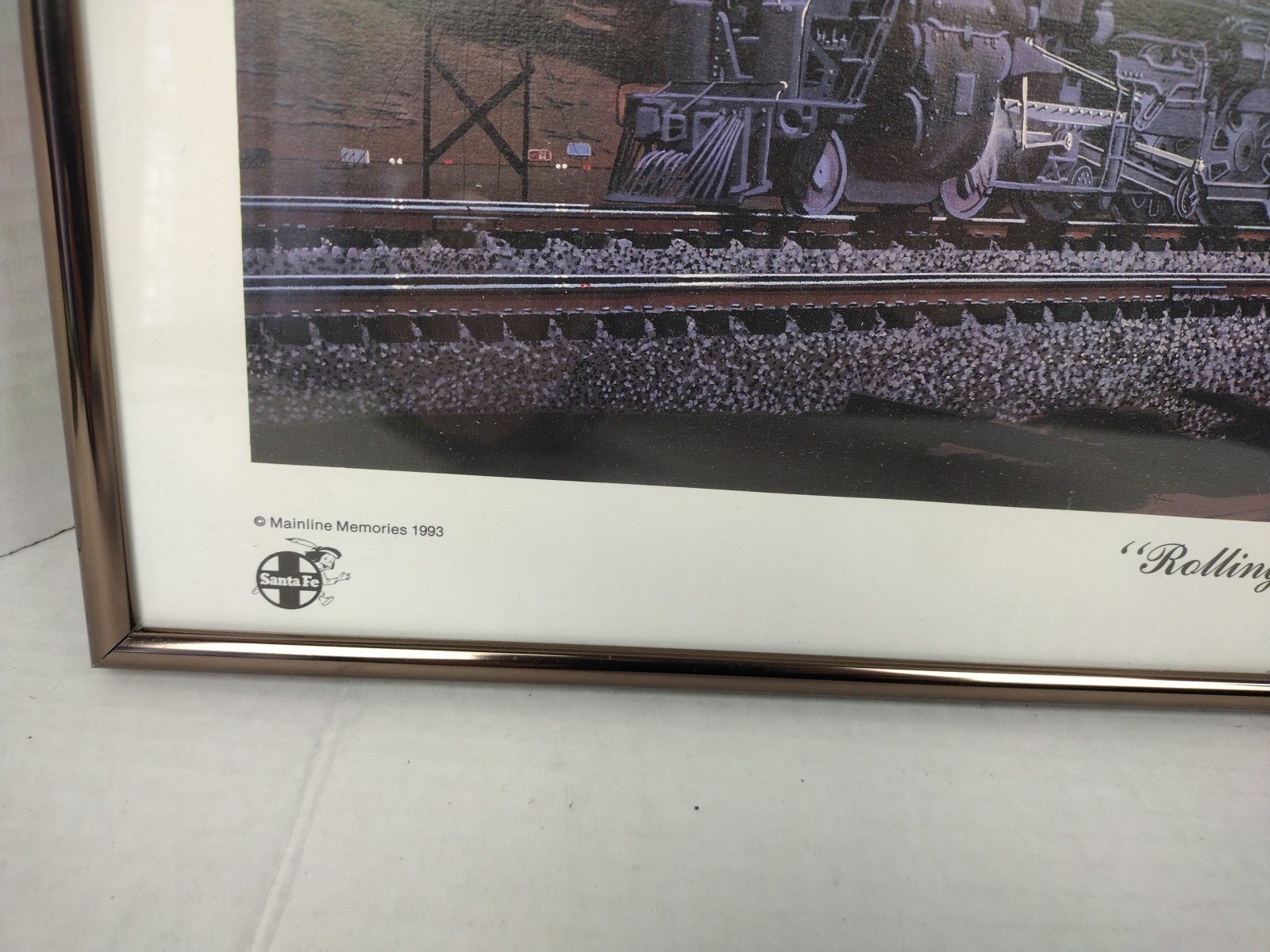 ROLLING THUNDER by ROBERT WEST Artist Signed Railroad Art 1993 Vintage Framed