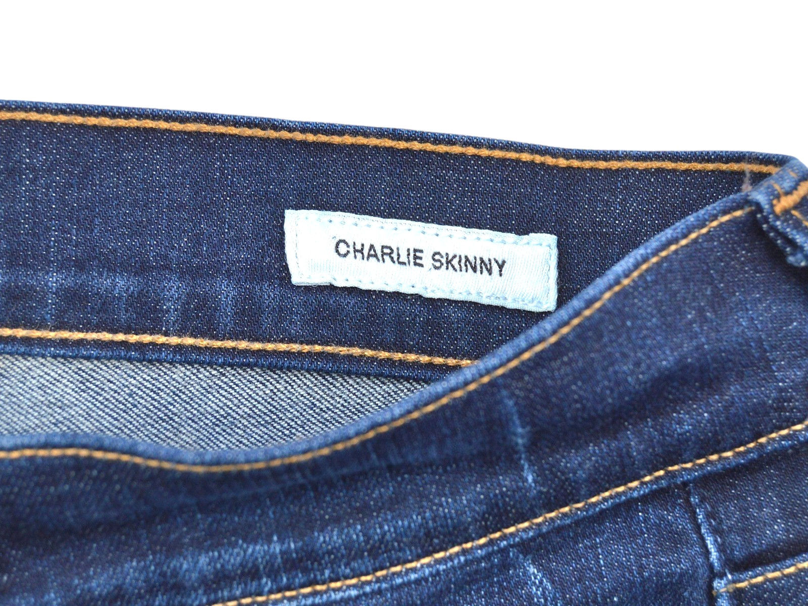 Lucky Brand Charlie Skinny Jeans Womens 6/28 Dark Blue Denim White Oak Cone USA