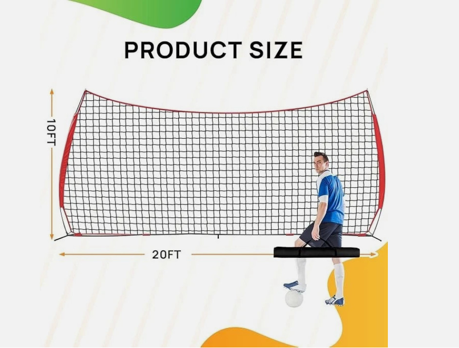 Wiseek Barricade Backstop Net Ball Sports 20x10ft Protection Screen A126G