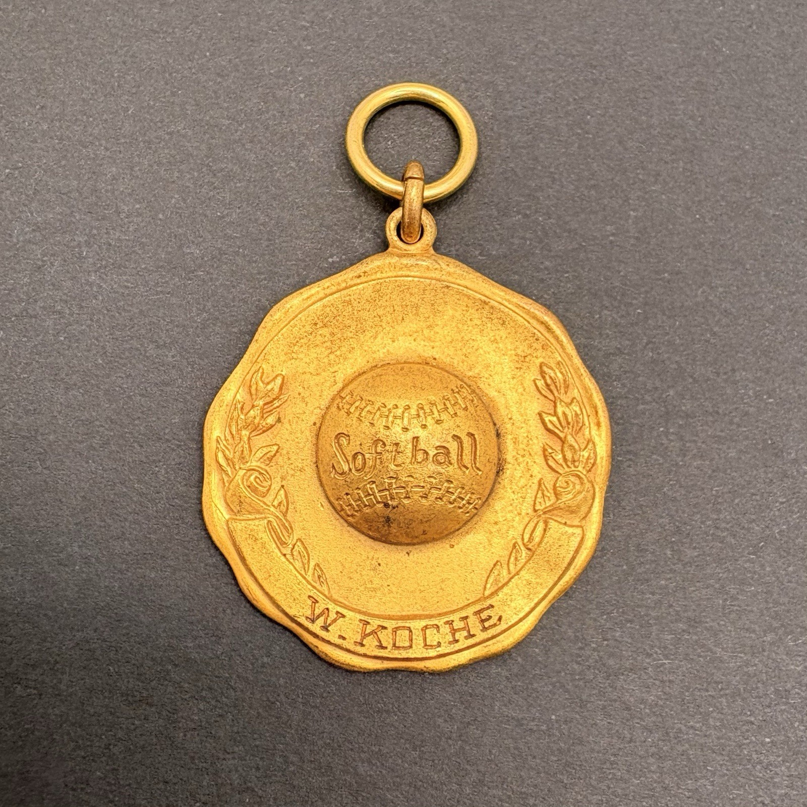 1935 Softball Clyde Park District Champions Medal Pendant Cicero Chicago