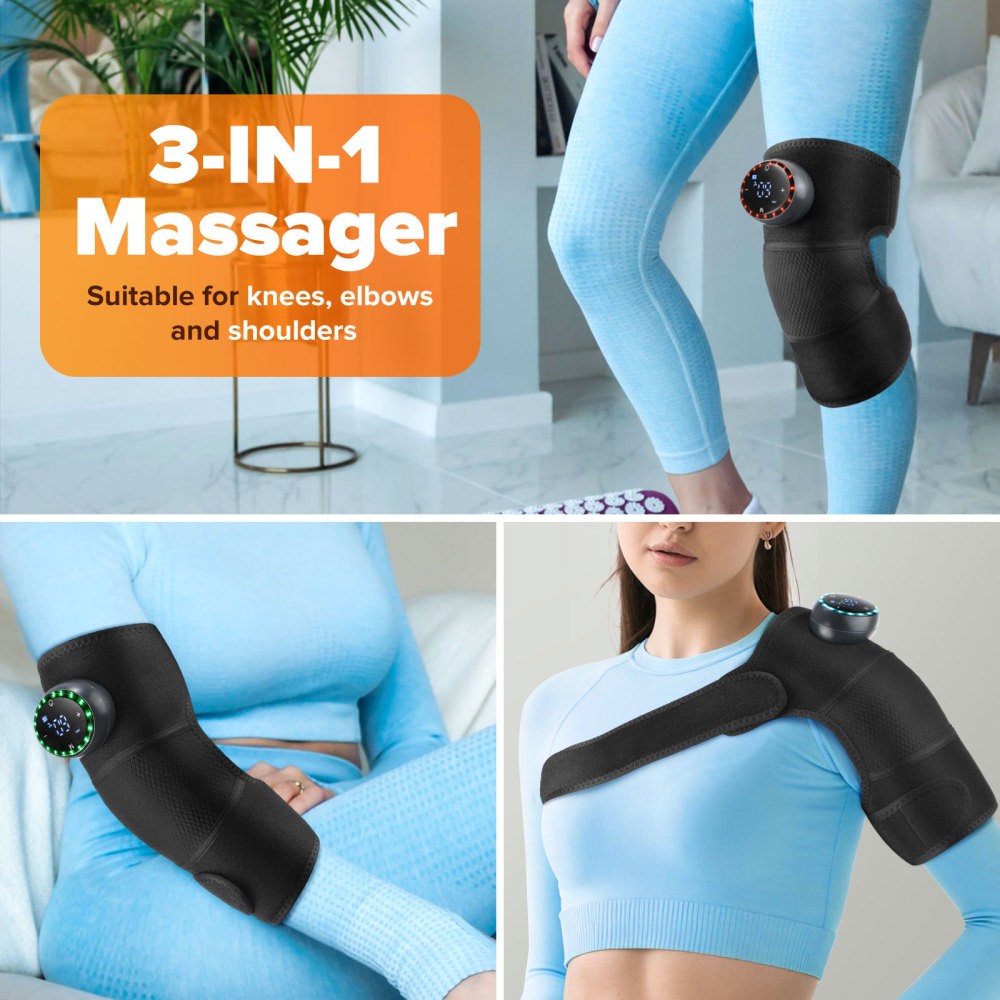 Electric Knee Massager Shoulder Brace with 5 Vibration Modes, 5 Heating Levels