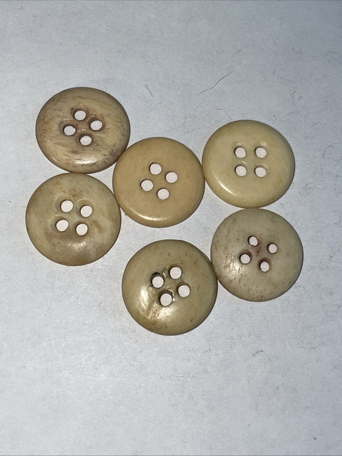Set Of 6 bone civil war reenactment 4 hole Scooped Front buttons Approx 11/16”
