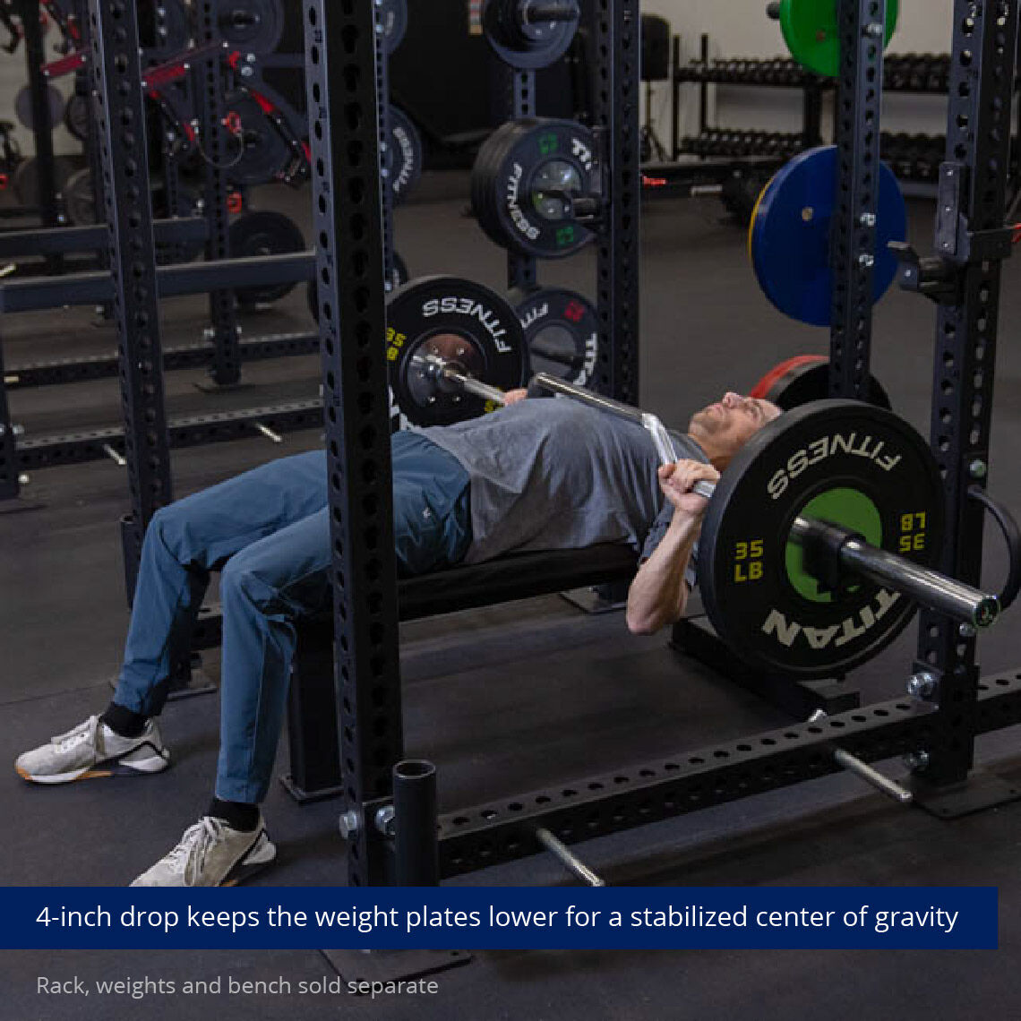 Titan Fitness Cambered Olympic Bench Press Rowing Bar, Rated 600 LB, 4" Camber