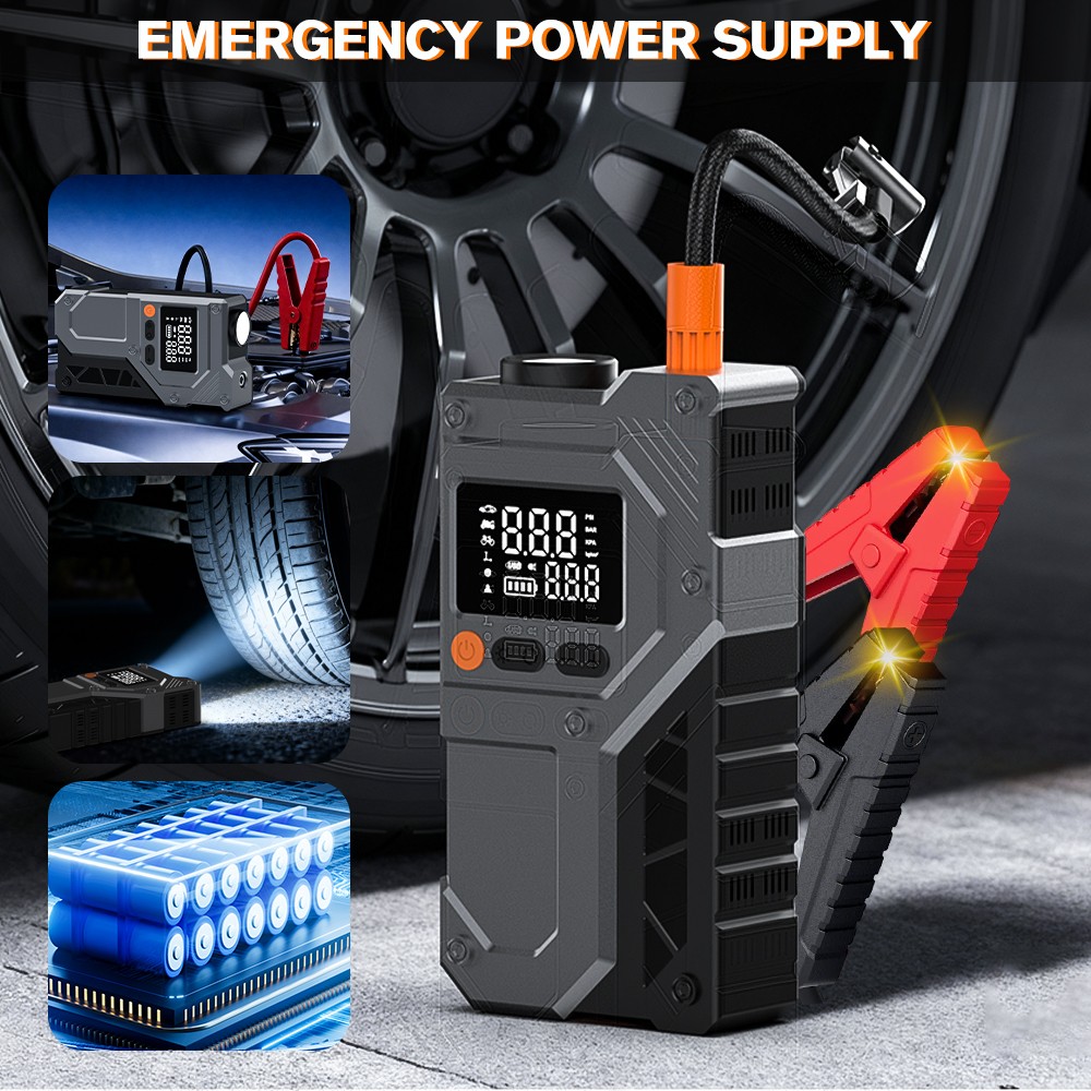 99800mAh Car Jump Starter Booster Jumper Box Tire Inflator Compressor Air Pump