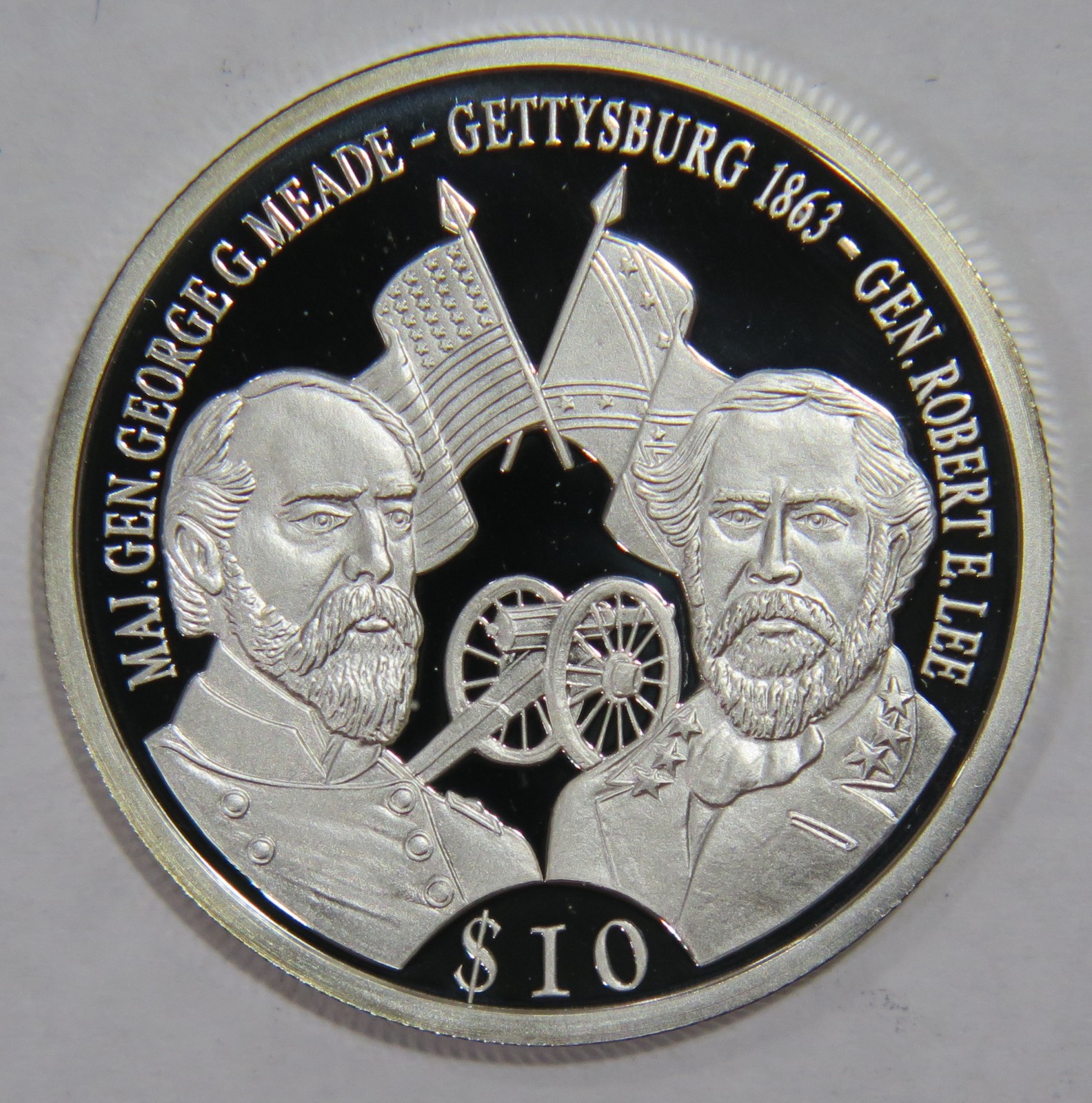 LIBERIA 2000 $10 DOLLARS 999 SILVER GETTYSBURG CIVIL WAR COMMEMORATIVE COIN