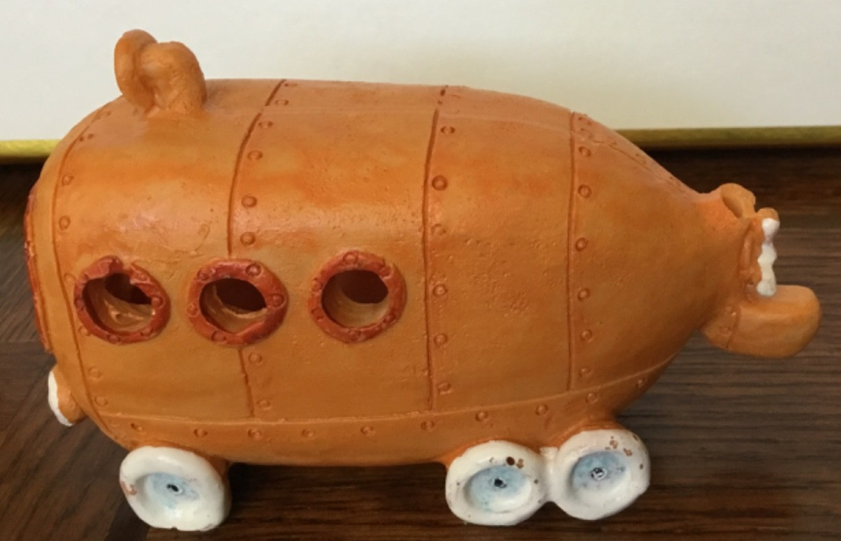 SpongeBob SquarePants Resin Bikini Bottom Bus for Aquarium Fish Tanks Orange