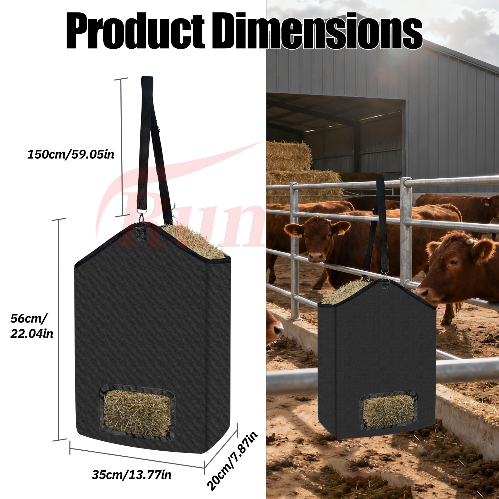 5-Pack Large Hanging Hay Feeder Bags – Heavy-Duty Oxford Fabric, 19.7"x17.7"x6"