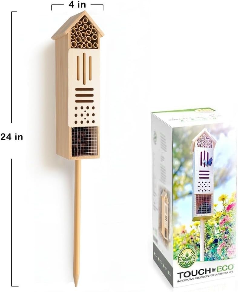 Durable Wooden Insect Habitat - Attract Ladybugs & Solitary Bees to Your Garden