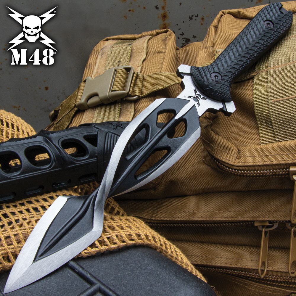 M48 Tsunami Fixed Blade With Vortec Sheath | Twist Blade Design | 15" Overall