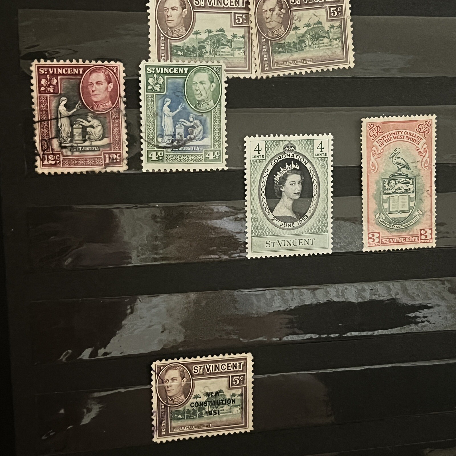 ST. VINCENT M&U STAMPS IN STOCK PAGE QUEEN ELIZABETH KING GEORGE 6 CORONATION