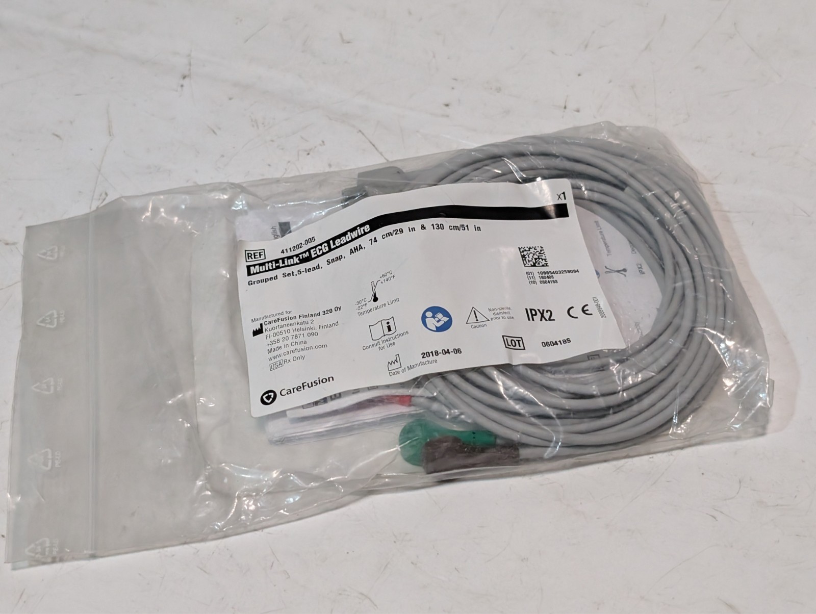 CareFusion 411202-005 Multi-Link ECG leadwire 5-lead snap AHA 29/51 in as shown