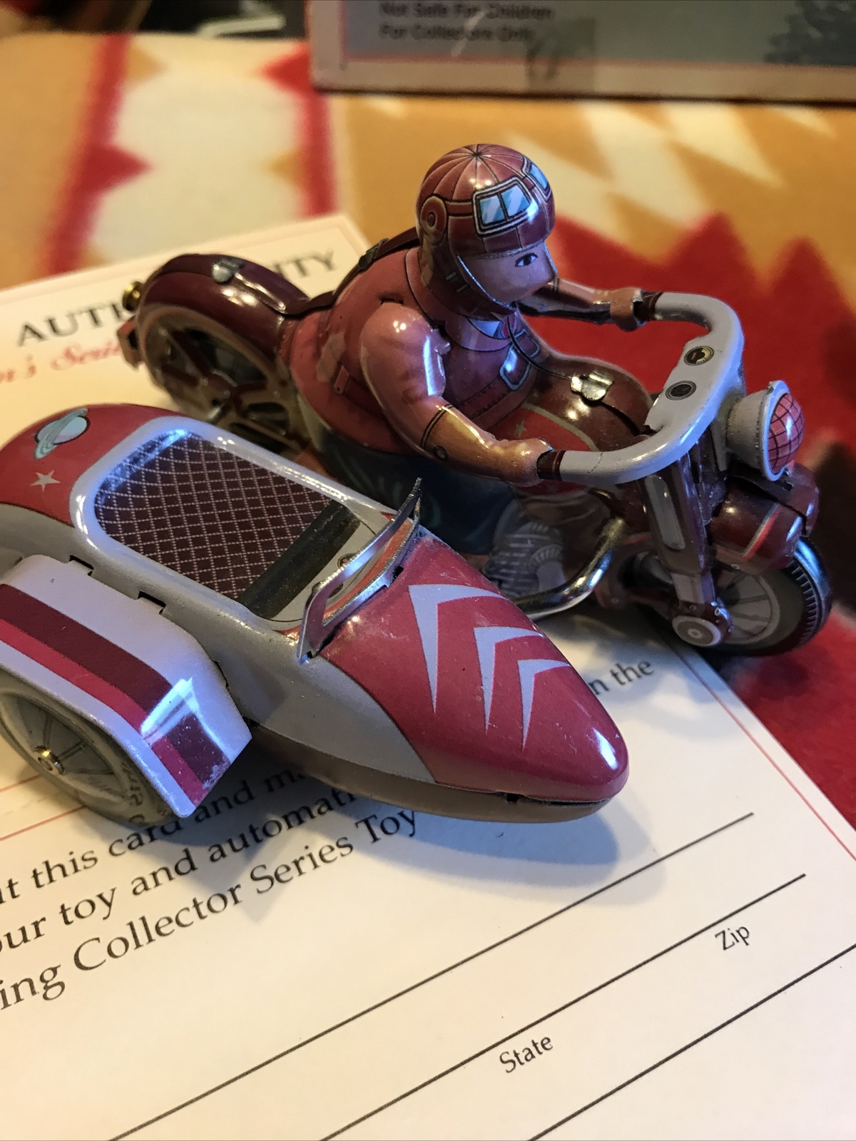 SCHYLLING Propeller Sea Plane Tin Windup Pontoon Box/ Motorcycle Side Car Rider