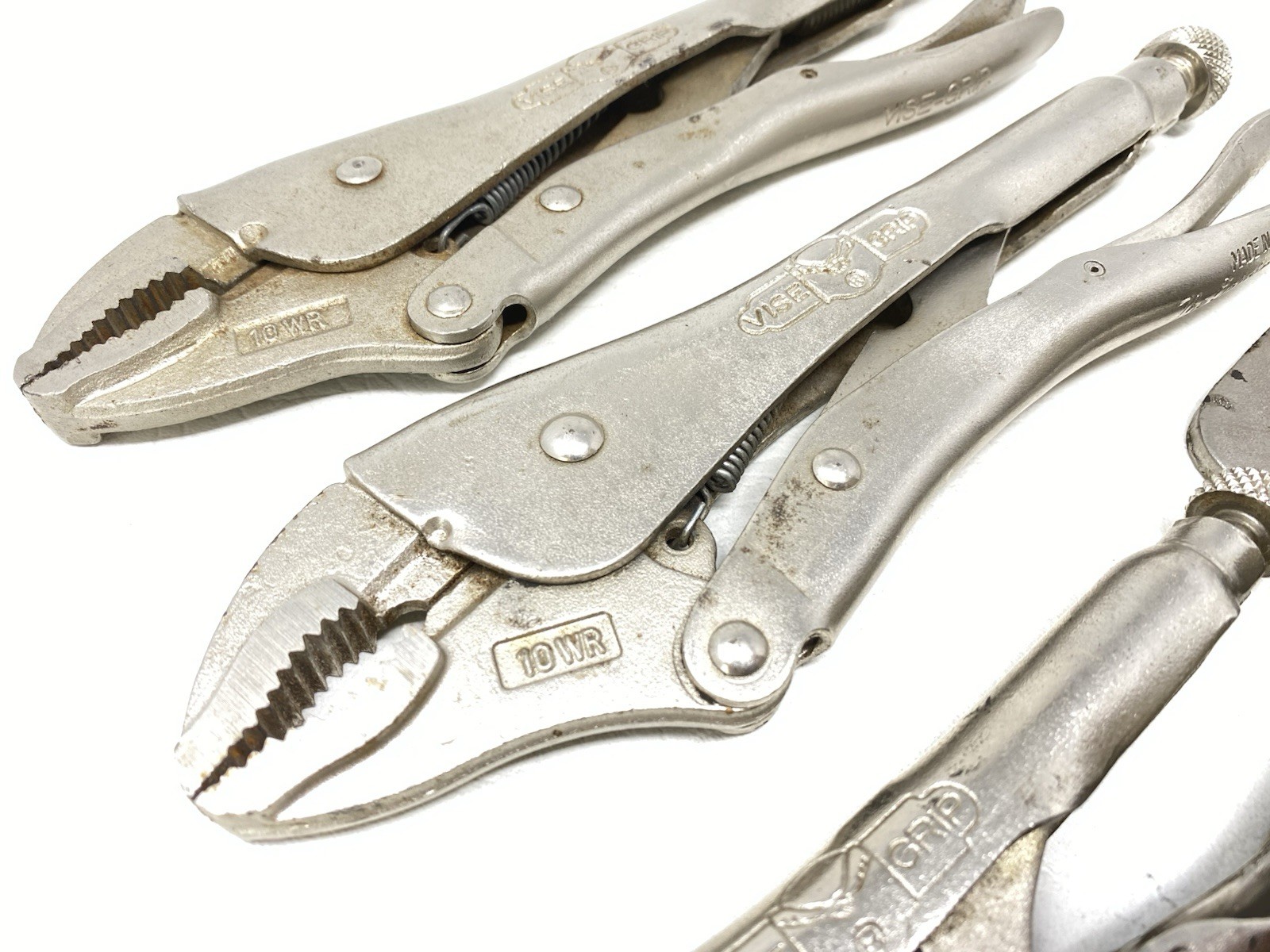 Vintage Lot of 4 Vise Grip Petersen-Dewitt USA Made Locking Pliers 10WR 7WR & 6R