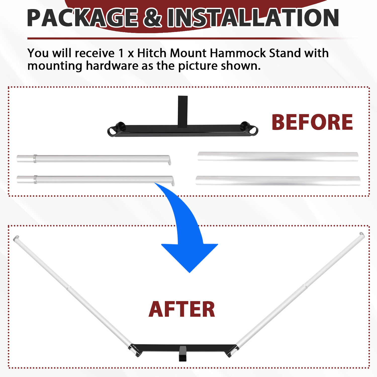 Vehicle Mounted Camping Hammock Stand For All 2 Inch Receivers Trailer Hitch