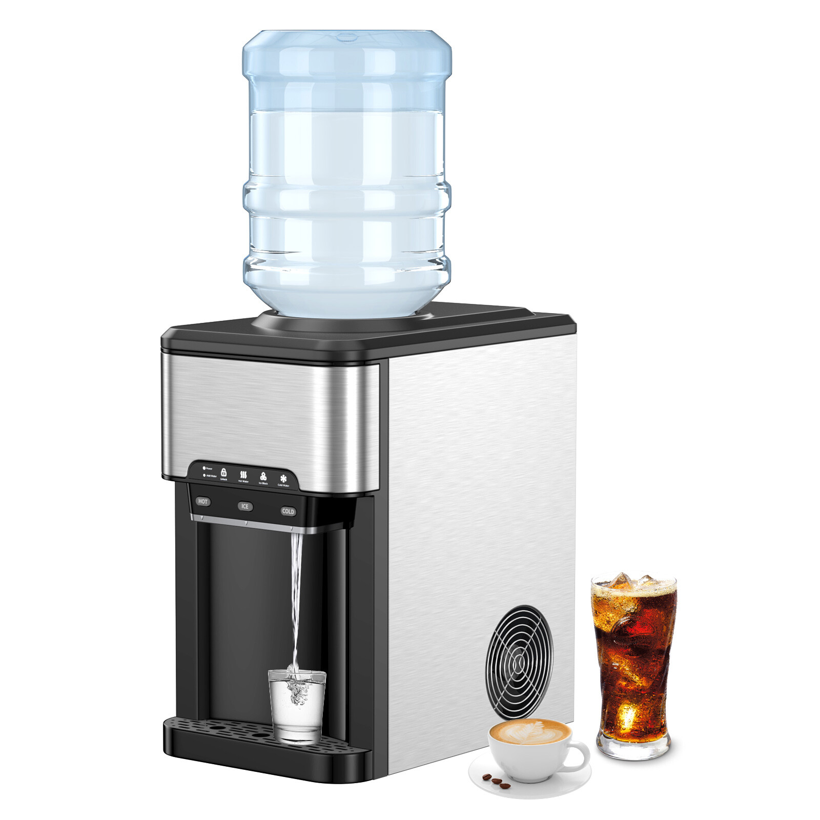 3-in-1 Water Cooler Dispenser with Built-in Ice Maker w/ 3 Temperature Settings