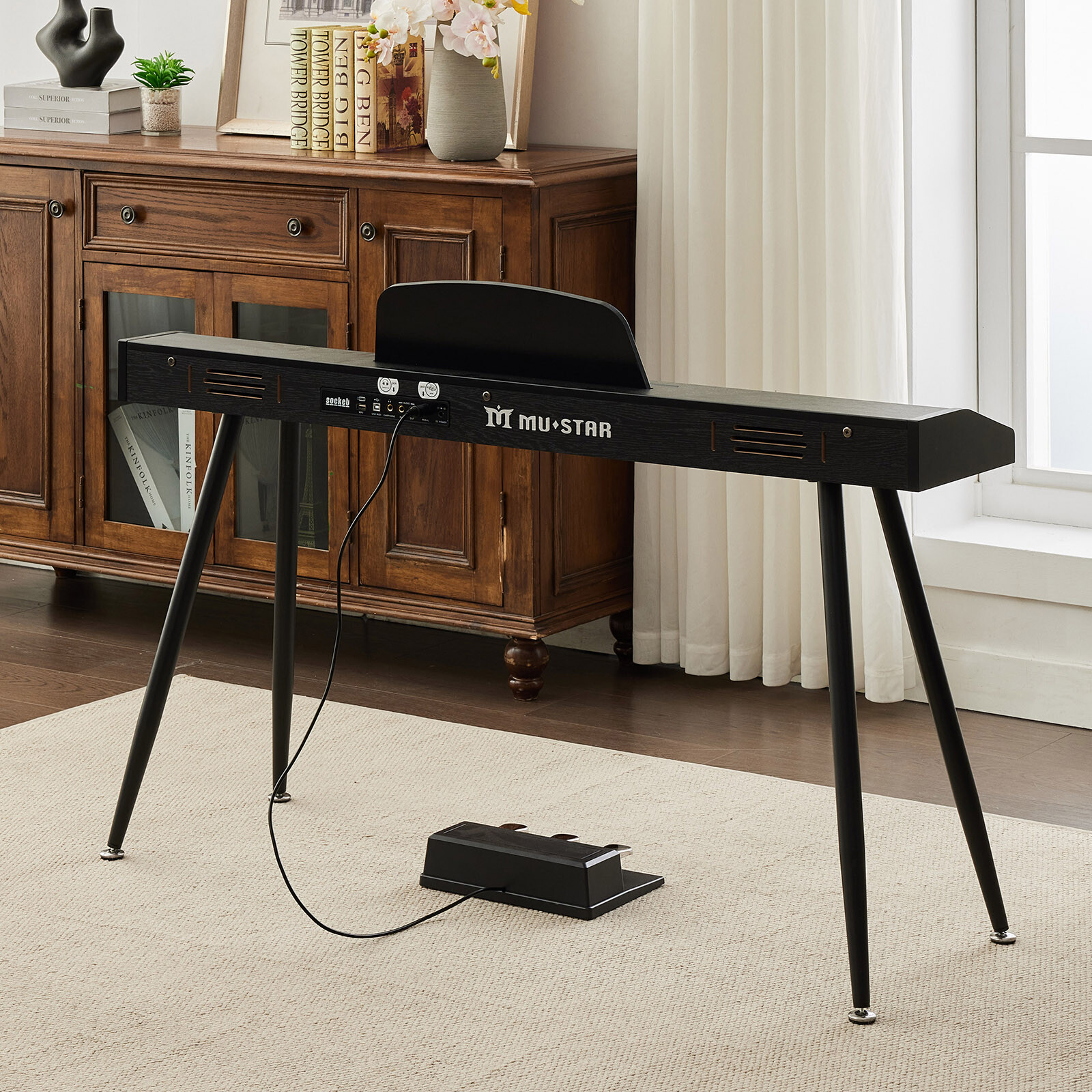 MUSTAR 88-Key Semi Weighted Digital Piano with MIDI, Triple Pedal