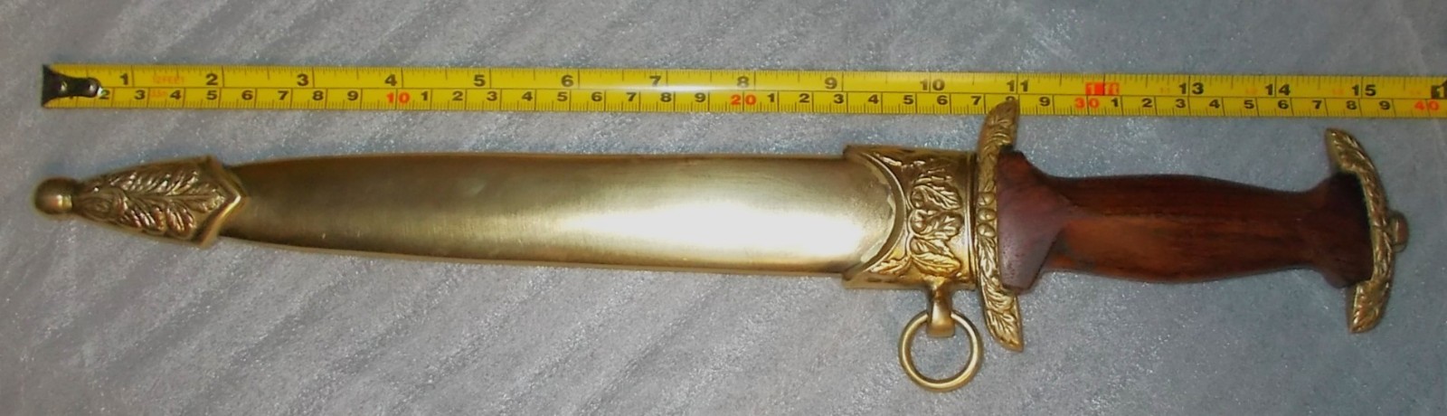 RARE? Vtg Brass or Copper Sheath & Double Edged Dagger Knife Hand Engraved INDIA