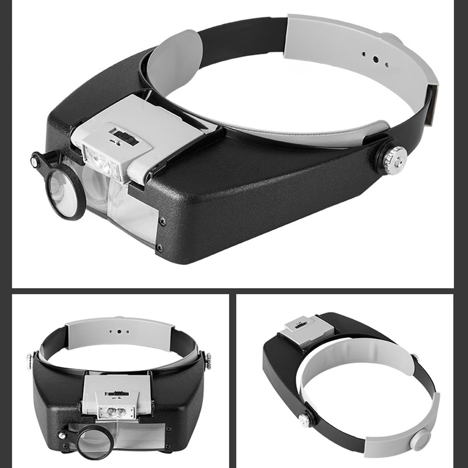 Headband Magnifier Glasses with LED Light,1.5X 3X 8.5X 10X Head Mount Magnifi...