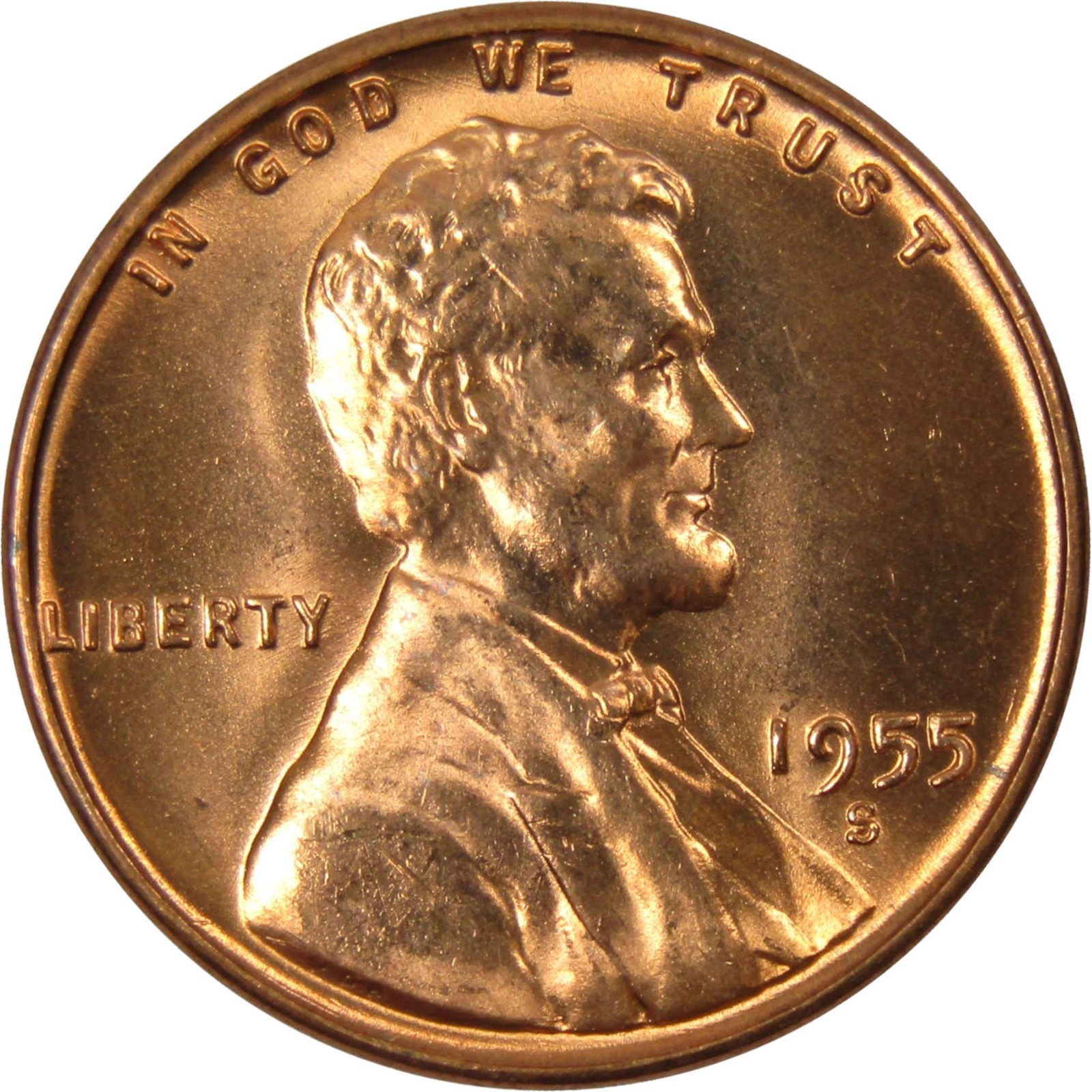 1955 S Lincoln Wheat Cent BU Uncirculated Mint State Bronze Penny 1c Coin