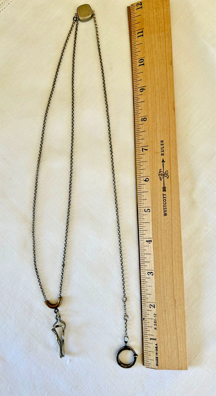 Vintage Signed SWANK Pocket Watch Chain with Slide