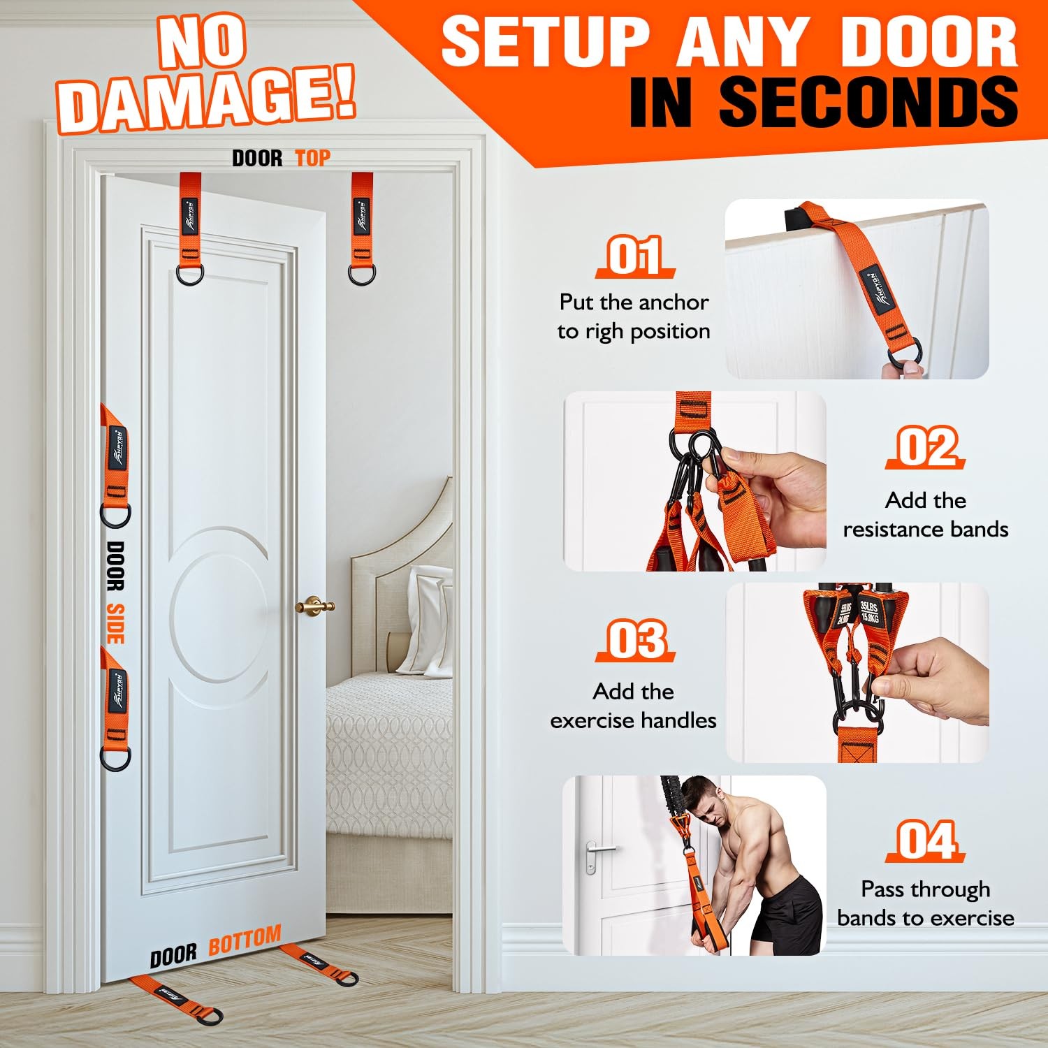 Resistance Bands Training for Arms, Biceps, Triceps, Back, Abs, Shoulders, He...