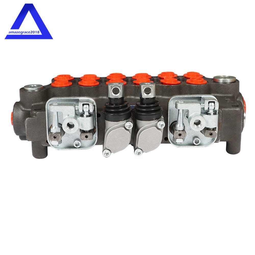 6 Spool 21 GPM Hydraulic Backhoe Directional Control Valve W/Joysticks SAE Ports