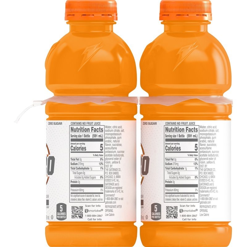 Gatorade Thirst, Quencher Zero, Sugar Sports, Drink Orange 20Oz Bottles - 8 Pack