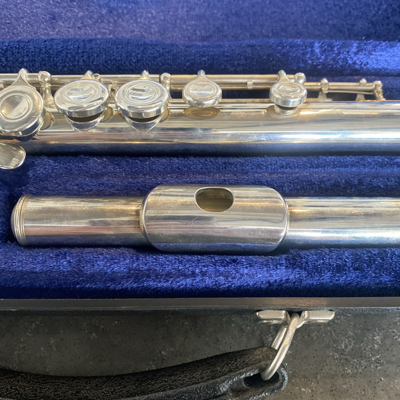 Emerson USA Open Hole Flute + Case Silver Plate Stamped 47799 1 AS IS PREOWNED