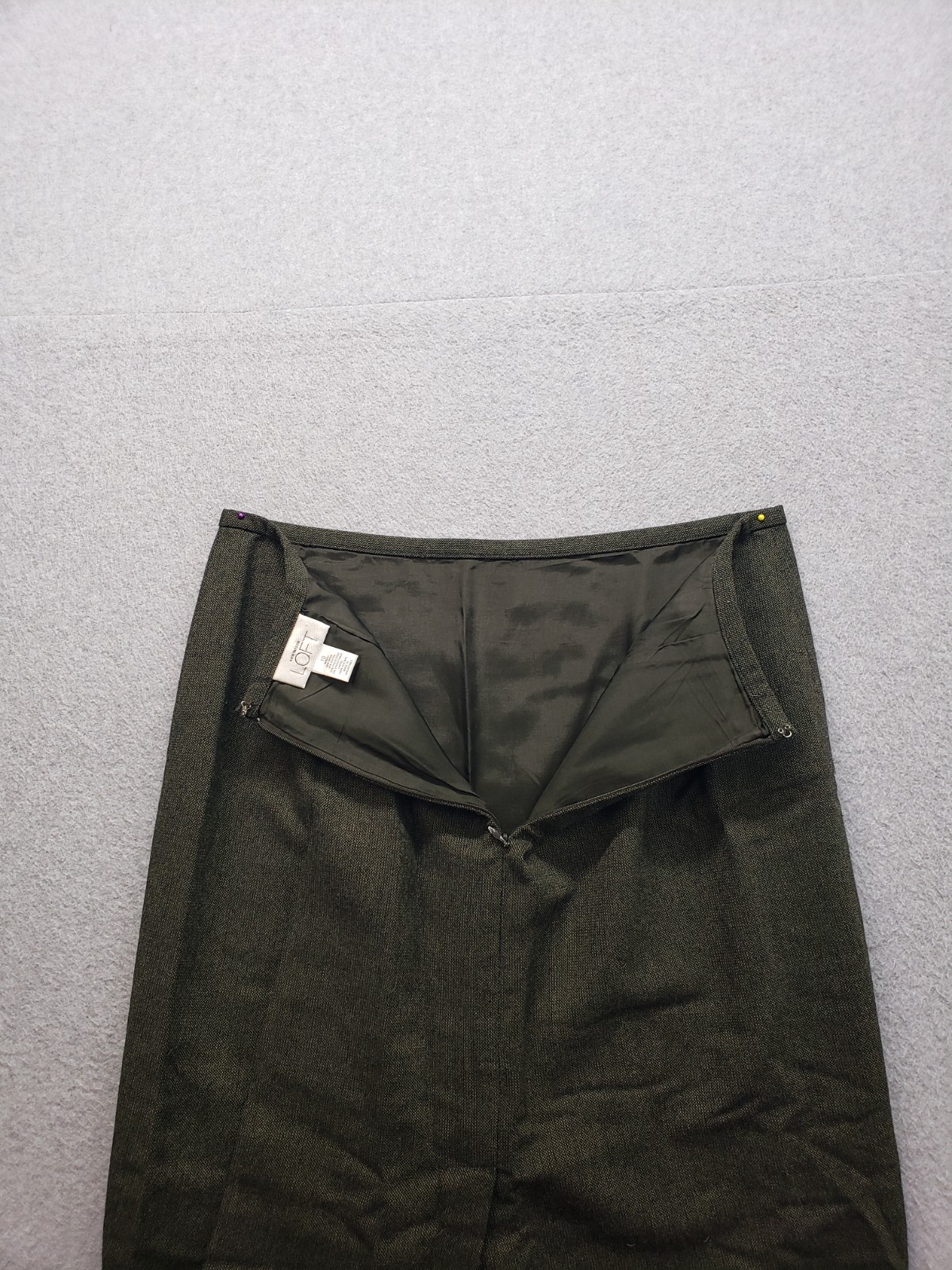 LOFT Women A Line Skirt 10 Brown Knee Length Slit Back Zip Career Formal Office