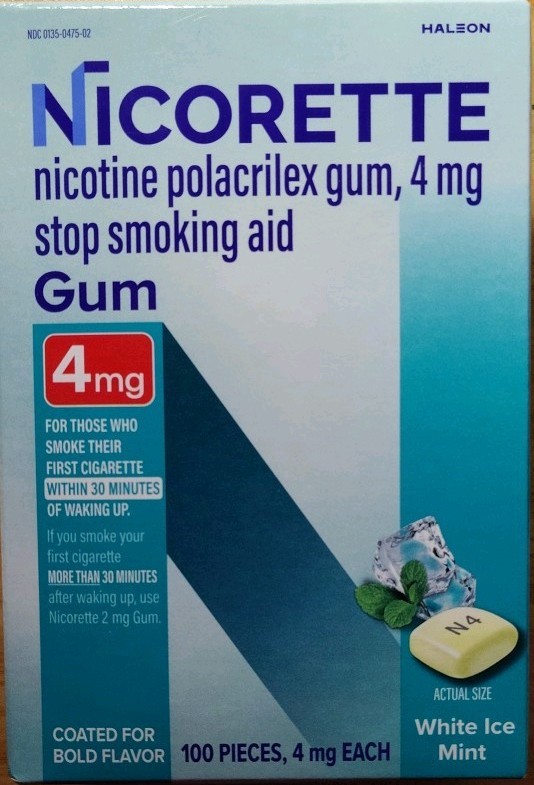 Nicorette Gum 4mg, 100 Pieces, White Ice Exp: 07/2028