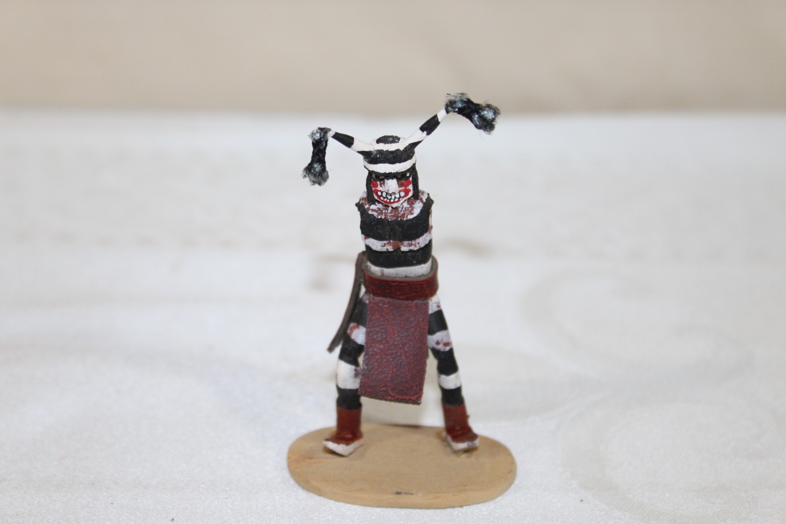 Vintage Hopi Pueblo 3.25" Kachina Doll Hopi Clown Koshare Signed Missing Arms