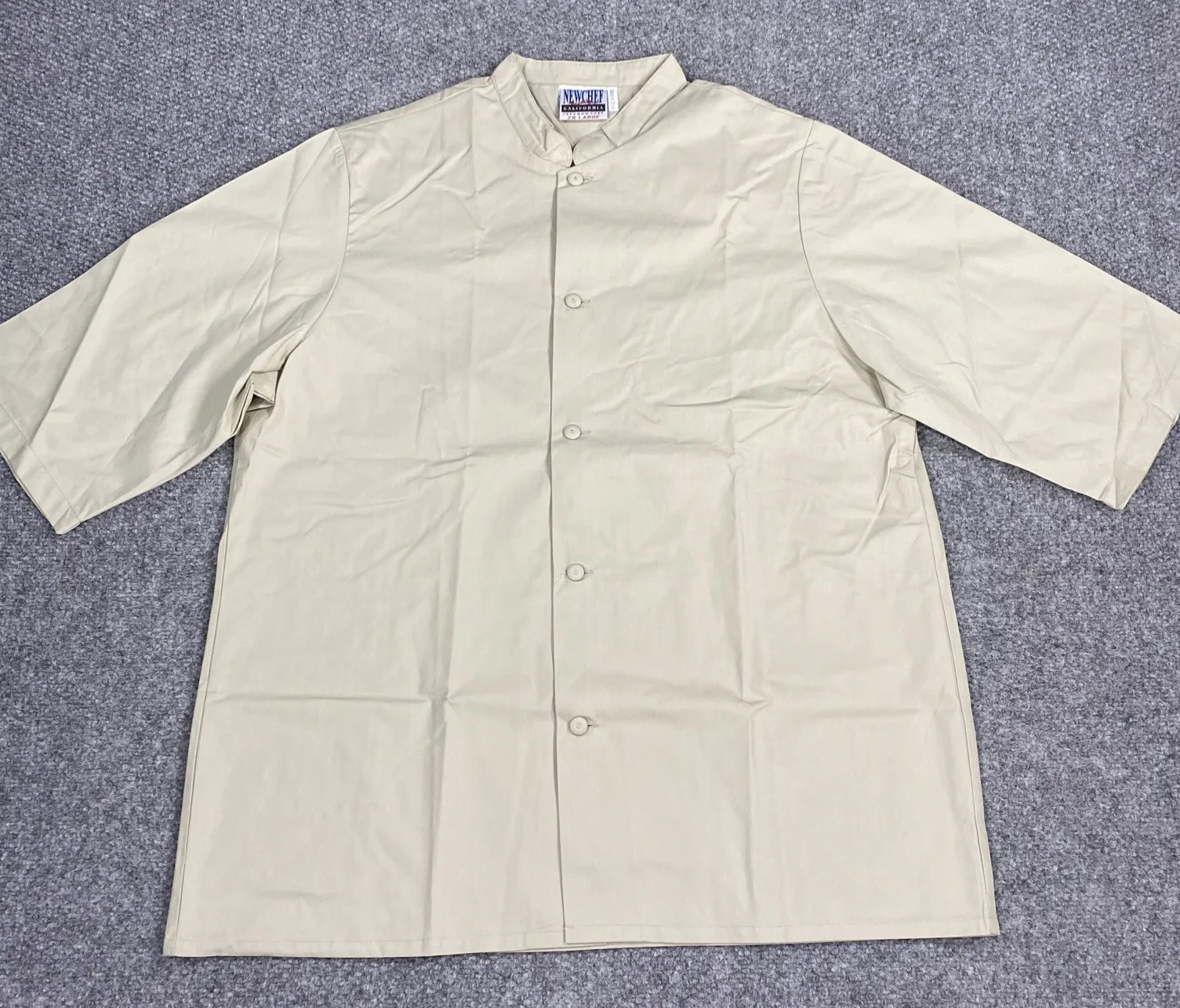 New Chef Chefs Short Sleeve Shirt Button Up Beige Size 2XL