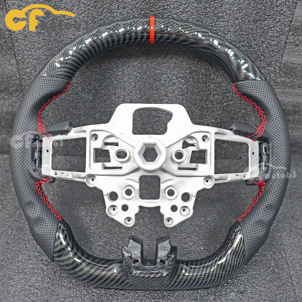 HYDRO DIP Carbon Fiber Steering Wheel Fit For 2018-2023 Ford Mustang GT Red Line