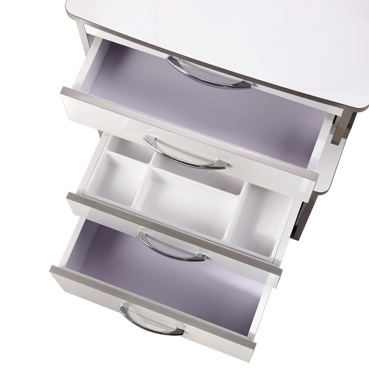 Medical Dental Mobile Cabinet Steel Material with Three Drawers instrument tray