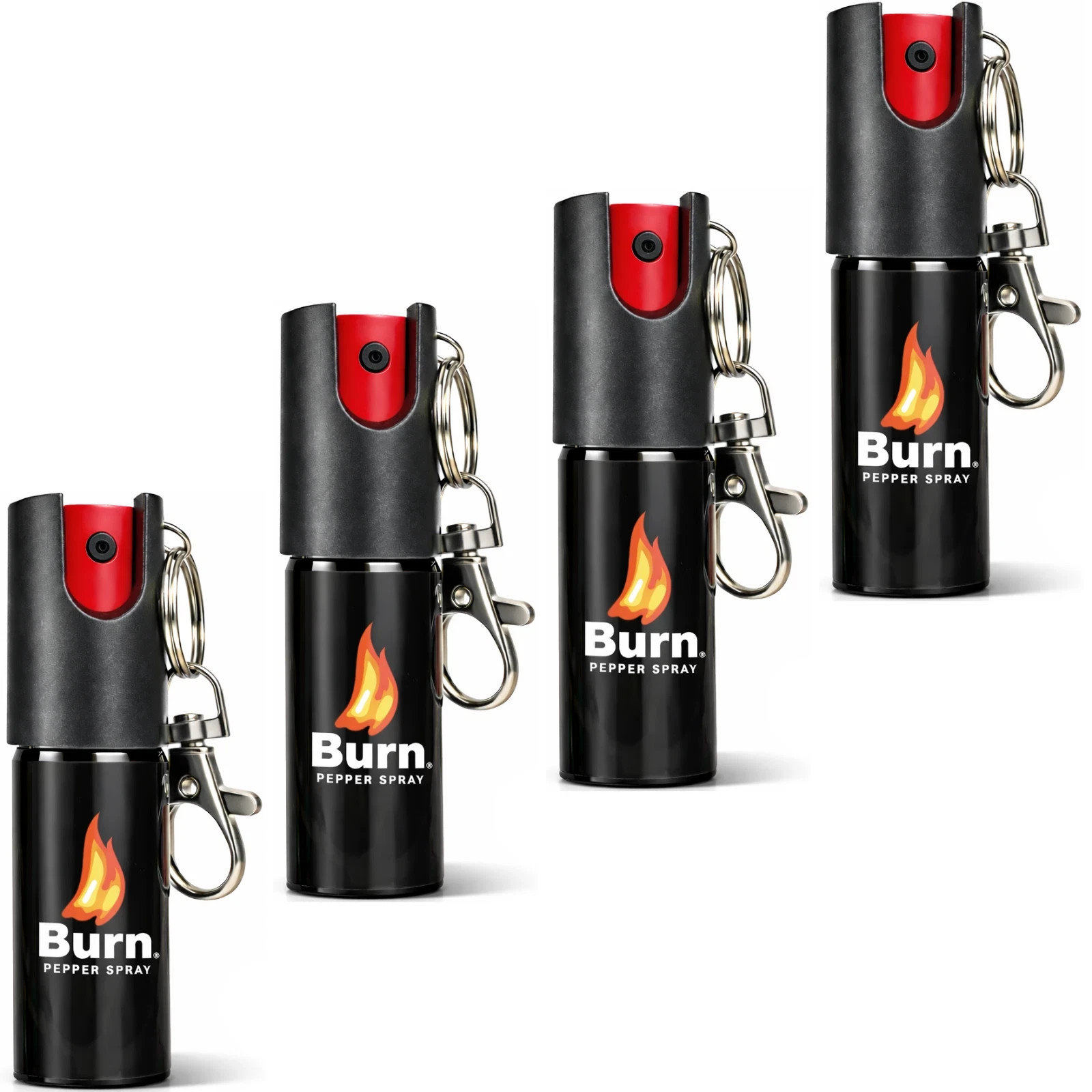 4 Pack Burn Pepper Spray Keychain 1/2oz Police Grade Self Defense Protection