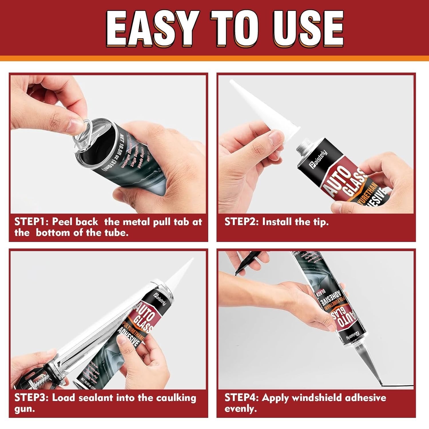 Windshield Sealant Black 310ml, Fast Cure Windshield Adhesive High Strength