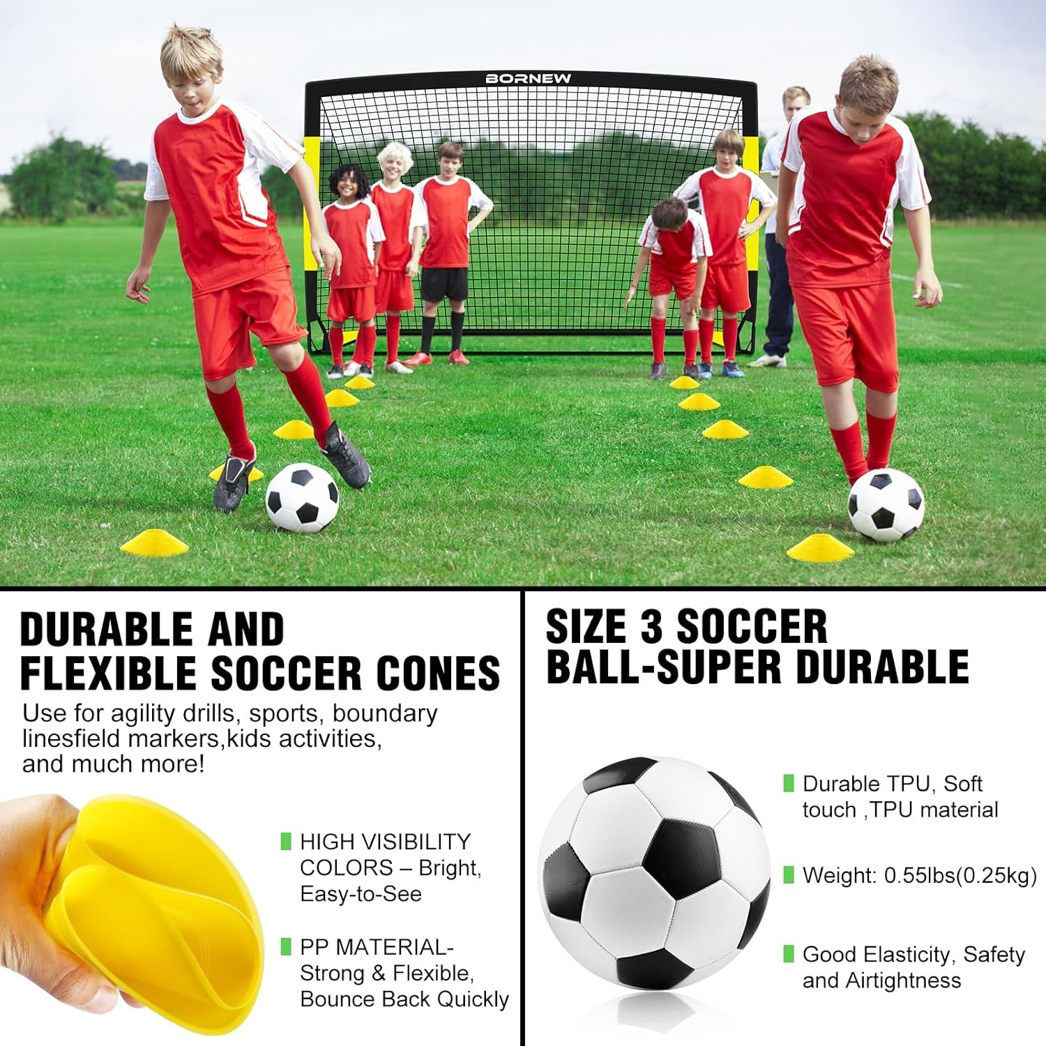 Kids Soccer Goal for Backyard Set - 2 Set of 7X5 / 6X4 Ft Toddler Soccer Nets Tr