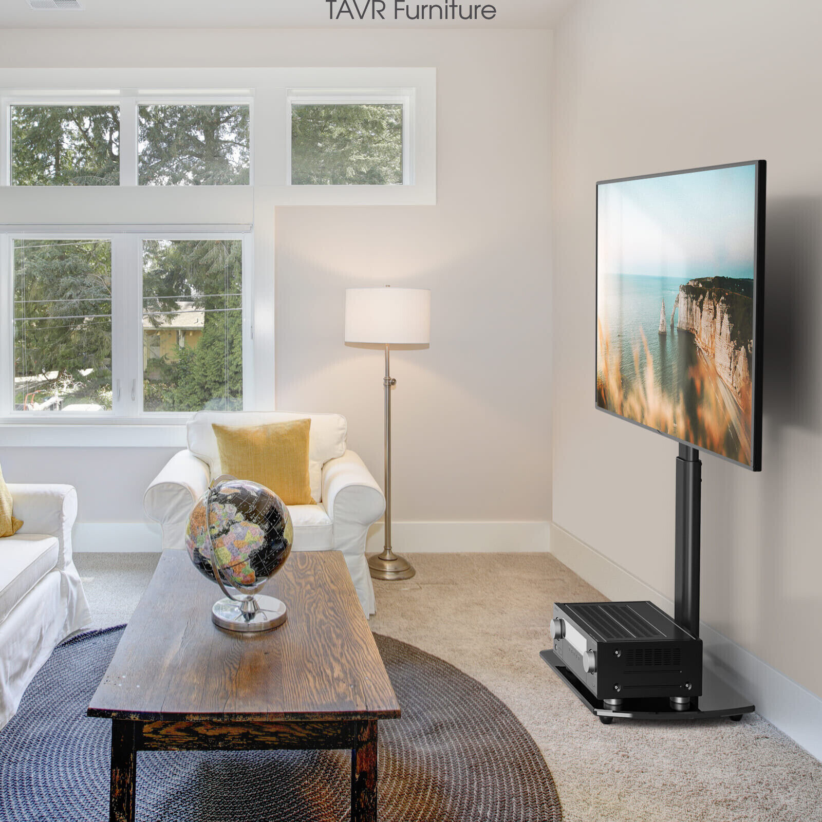 TAVR Universal Swivel Floor TV Stand with Mount for 27 to 65 inch TVs