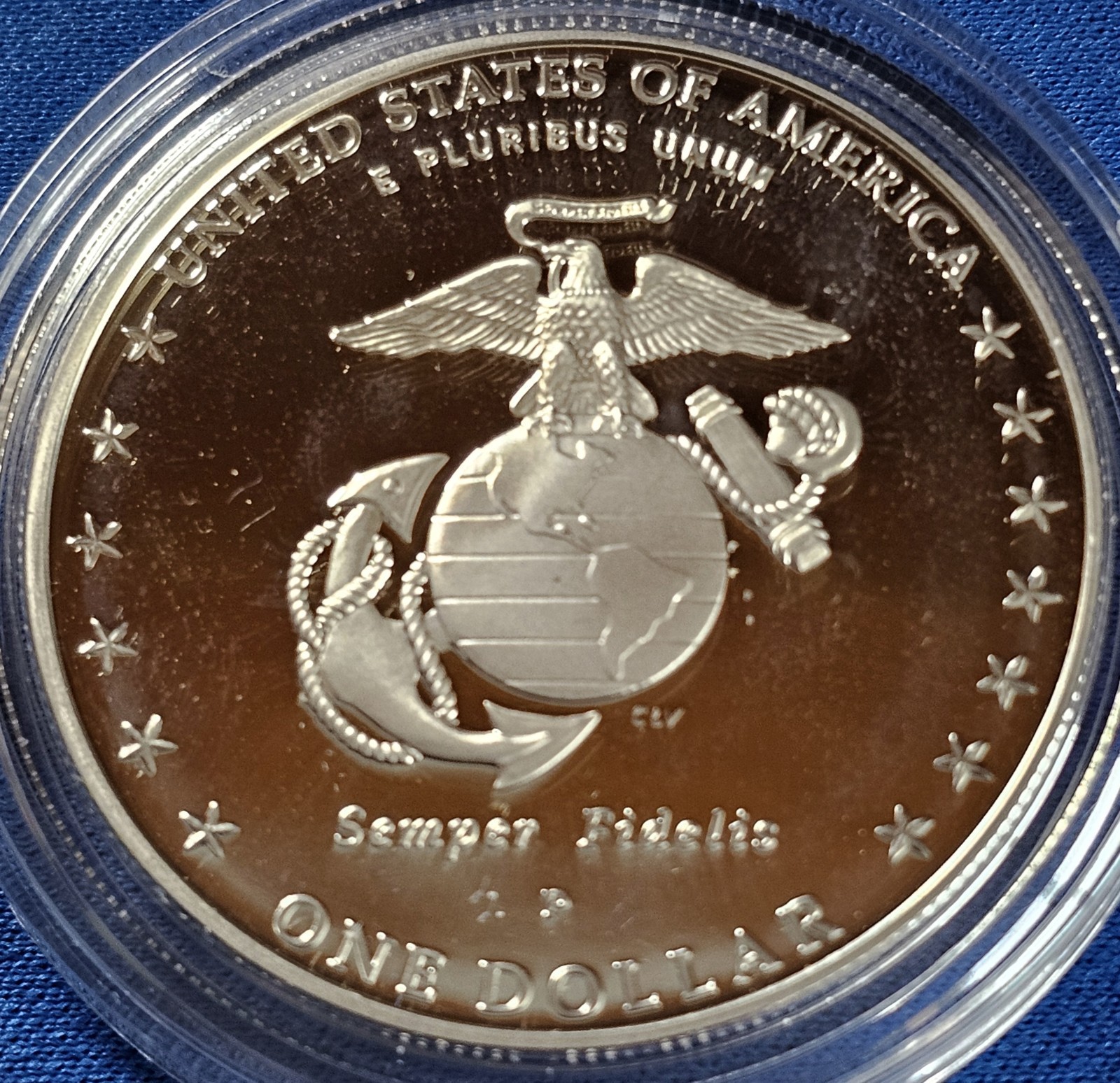 2005 Marine Corps 230th Anniversary Proof Silver Dollar 90% Box Set With COA